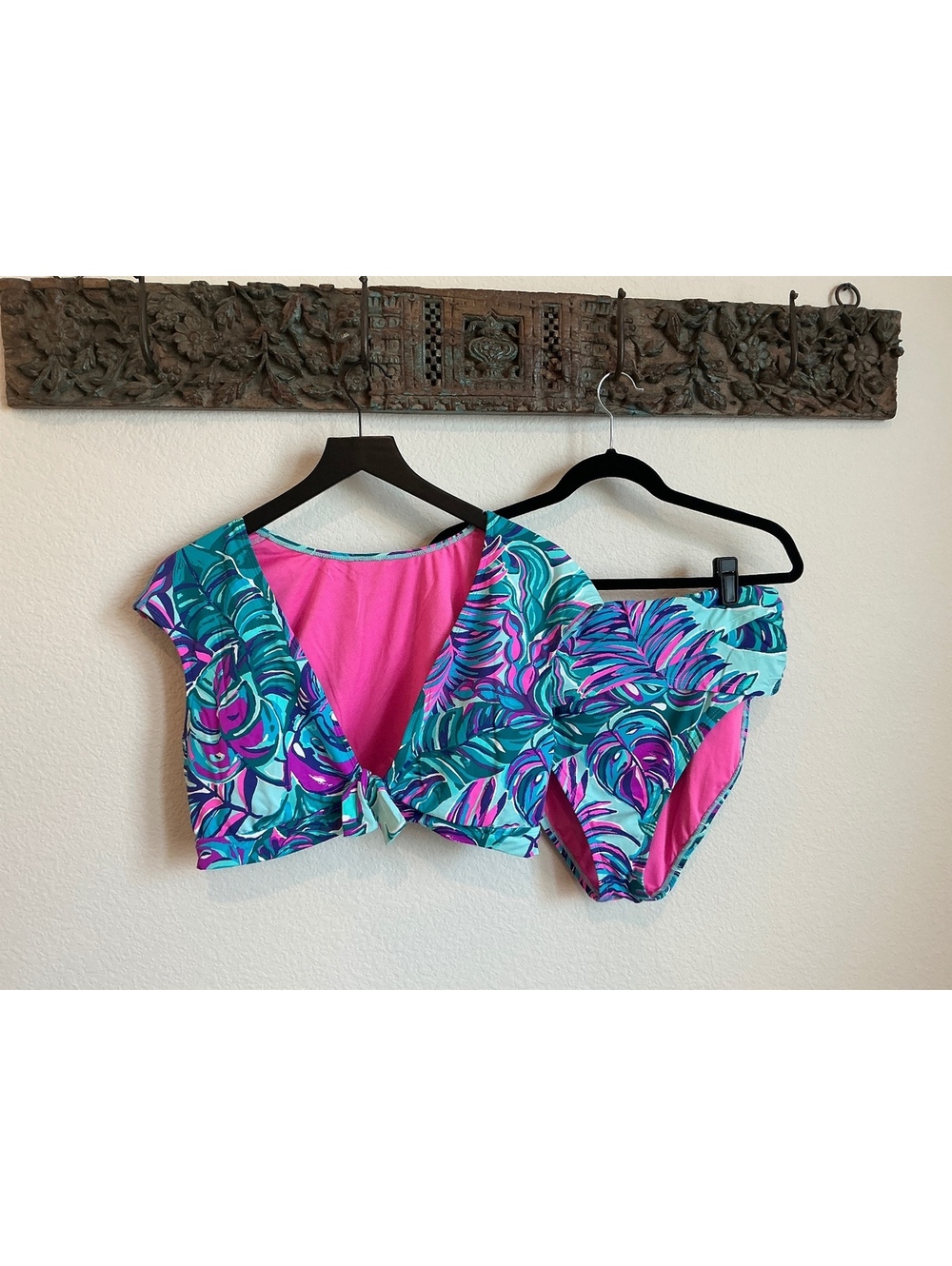 Lilly Pulitzer Two-Piece Tropical Print Swimwear Set Size 16